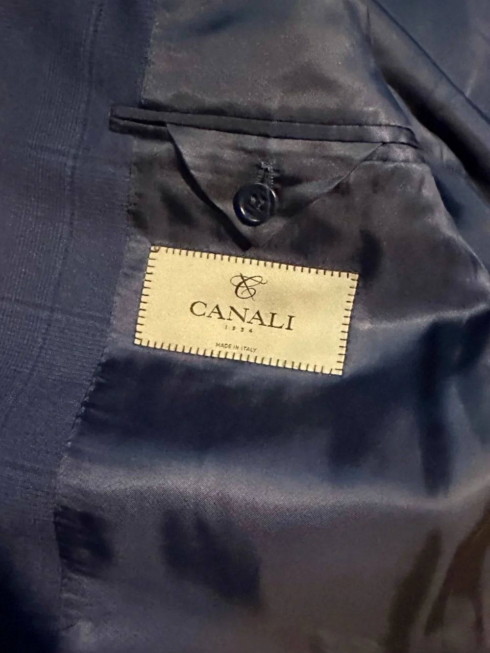 Canali 1934 Impeccabile Wool Classic Fit Navy Blue Tonal Plaid Suit Jacket 40R